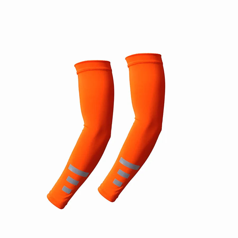 2Pcs Summer Outdoor Sun Protection Arm Sleeves Quick-drying Breathable Night Running Cycling Reflective Ice Silk Sleeves