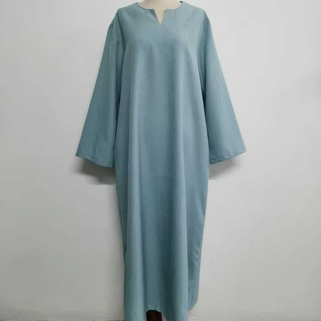 2025 Ramadan Eid Djellaba Plain Modest Muslim Dress Dubai Abaya Turkey Kaftan Kebaya Arabic Robe Women Islam Jalabiya Vestidos
