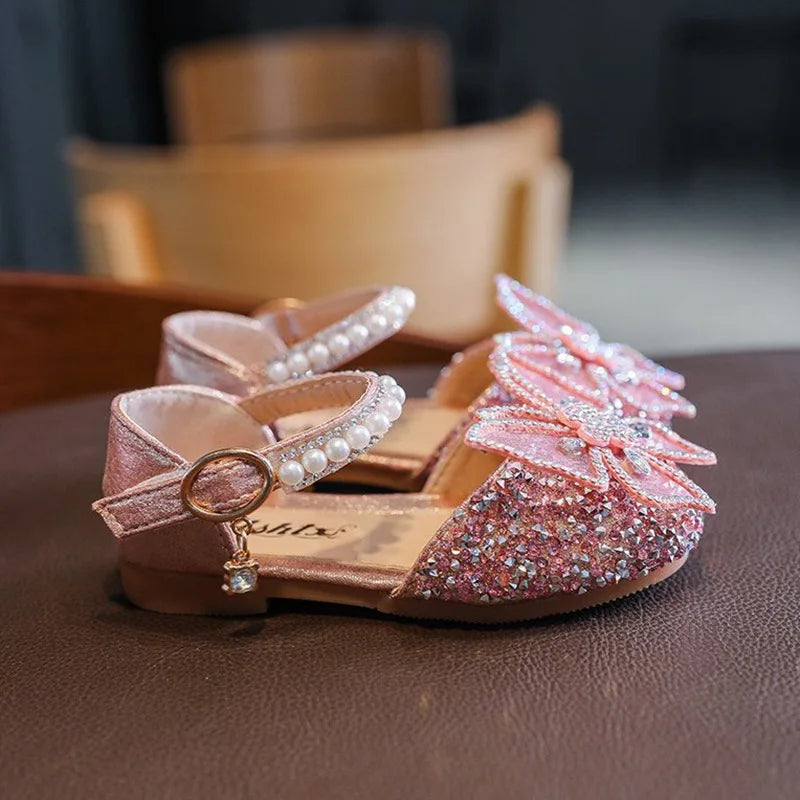 Toddler Girls Dress Shoes for Girls Princess Shoes Low Heels Toddler Soft Sole Glitter Shoes for Wedding Party
