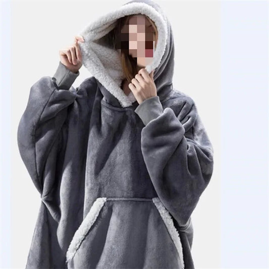 Pullover Fleece Pajamas Women's Padded and Thickened Home Cold-proof Robe Women's Couples Clothing Sweater Fleece Warm Clothes
