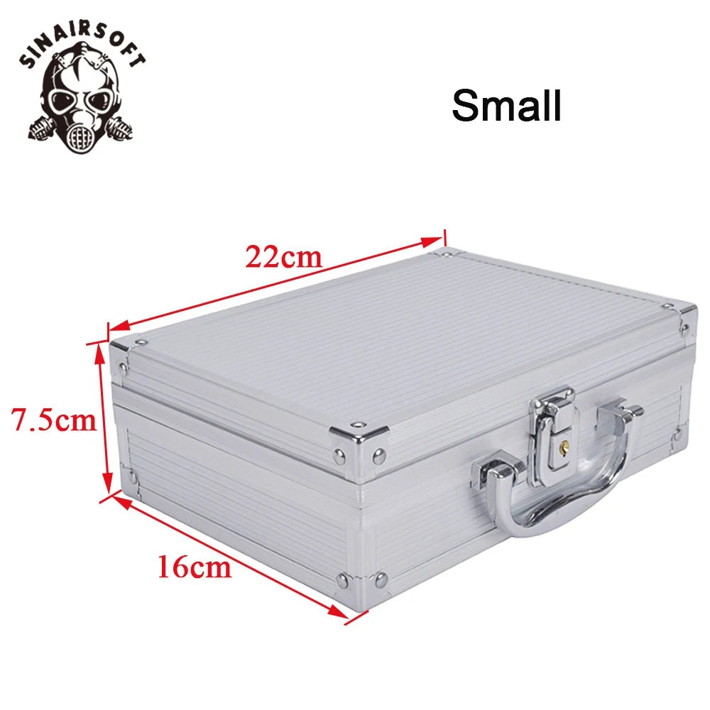 SINAIRSOFT Tactical Aluminum Hardcase Pistol Box Gun Bag Case Padded Foam Toolbox Weapons Suitcase Hunting Airsoft Glock Ipsc