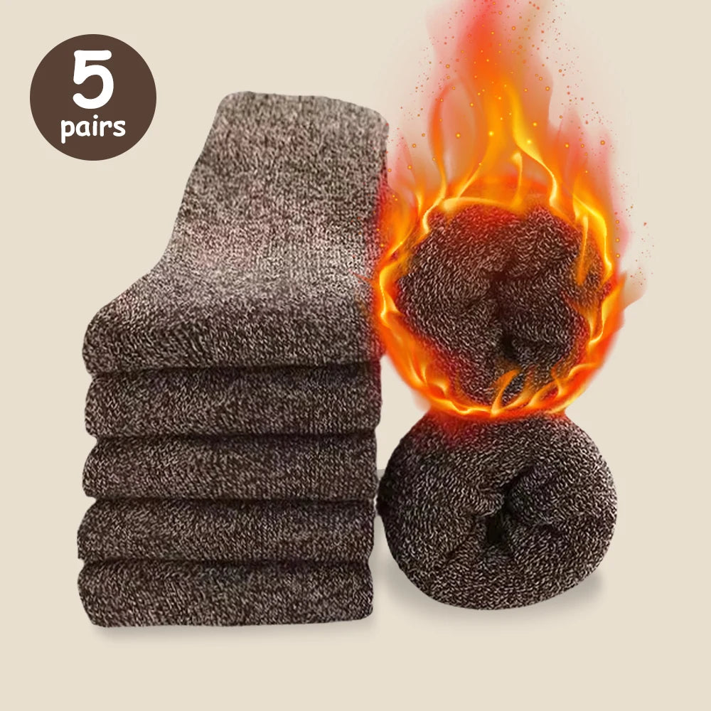 3/5 Pairs Of Thick Woolen Socks For Men, Autumn And Winter Stockings, Towels To Keep Winter Warm, Crew Socks, Christmas Gift