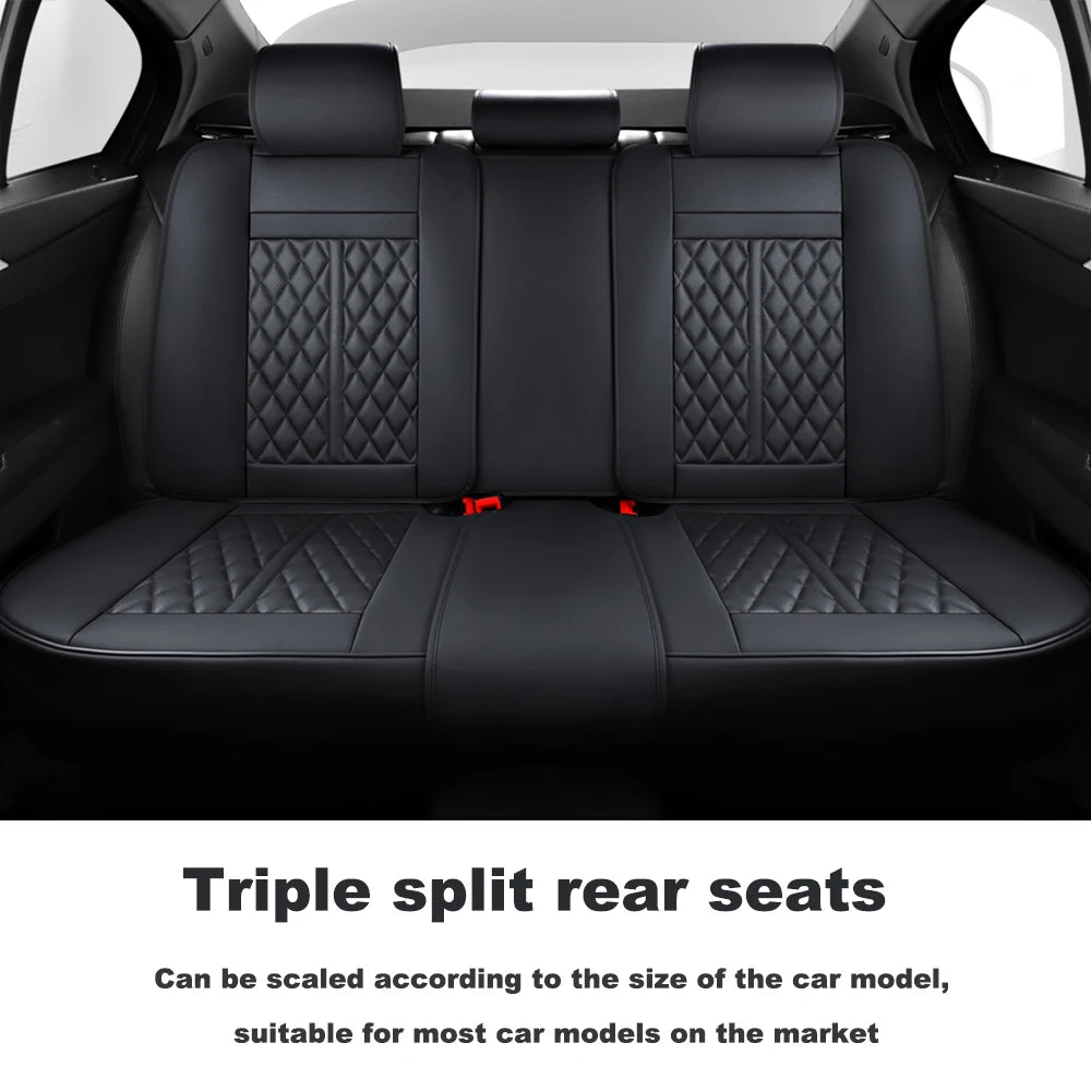 PU leather car seat cover, suitable for most 5-seat cars, split seat cover, waterproof and anti-fouling, easy installation,