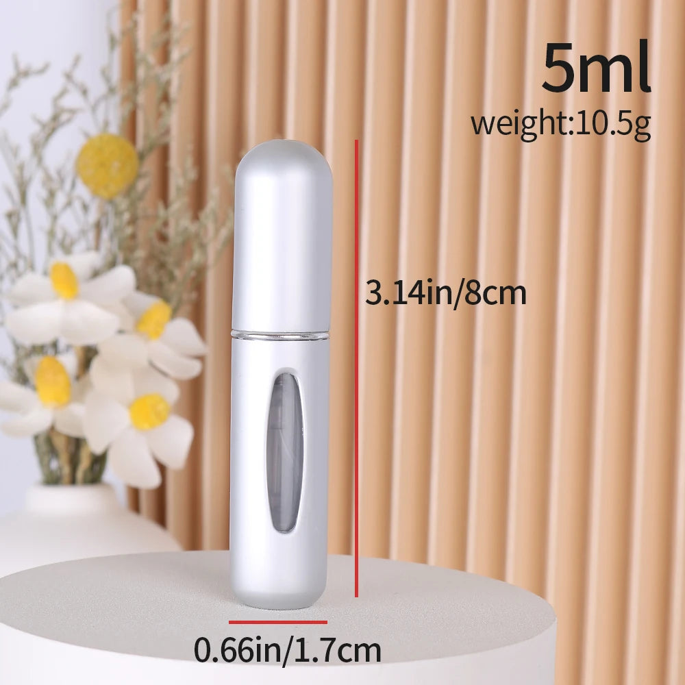 1pc Trial Size 5ml Aluminum Perfume Bottle Bottom Easy Pump Refill Perfume Spray Bottle Mini Lightweight Travel Essential