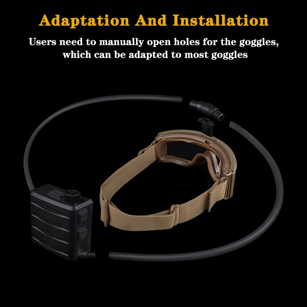 Tactical Goggles Fan Defogger Anti-Fog Kit Eyewear Air Defog for Airsoft Shooting Motocross Skiing Mountaineering Clear Vision