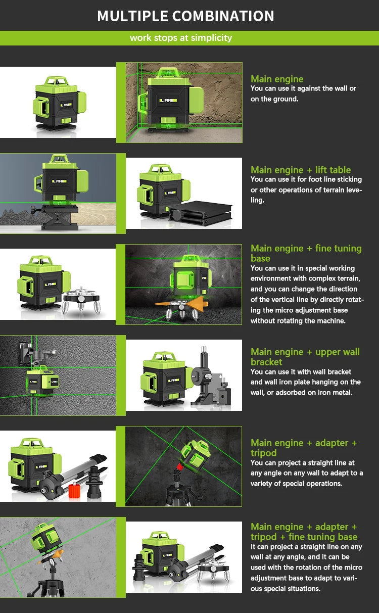 16-Line Laser Line Green Level Green Line Auto Level 360 Horizontal and Vertical Ultra Powerful Laser Green Beam Multi-Function