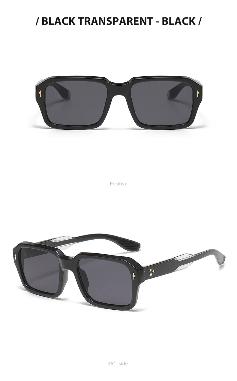 2024 New Square Sunglasses Personalized Sunscreen Ink High Quality Men's Retro Black Classic Rivet Fashion Glasses