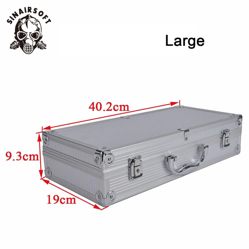 SINAIRSOFT Tactical Aluminum Hardcase Pistol Box Gun Bag Case Padded Foam Toolbox Weapons Suitcase Hunting Airsoft Glock Ipsc