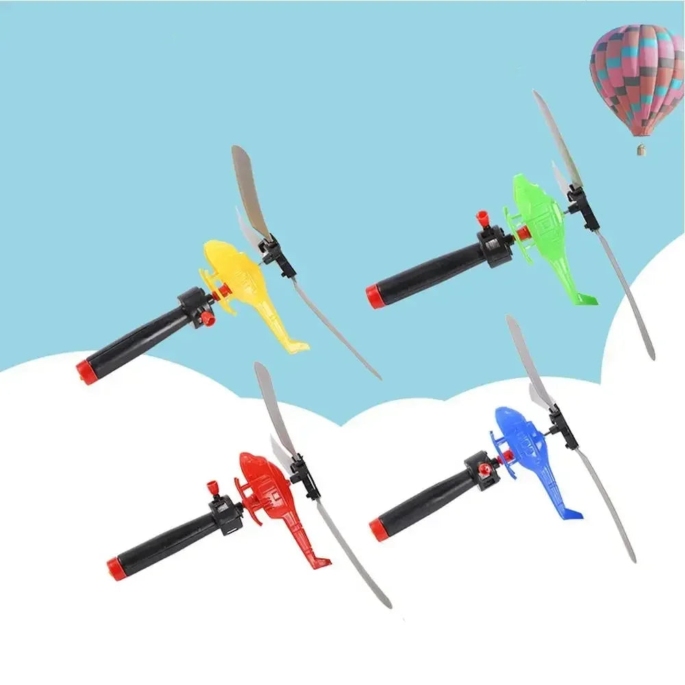 1/3/6 PCS Fun Outdoor Sports Flying Toys Handle Pull Wire Planes Toys Flying Toy Helicopter for Kids Rotating Helicopter Gift