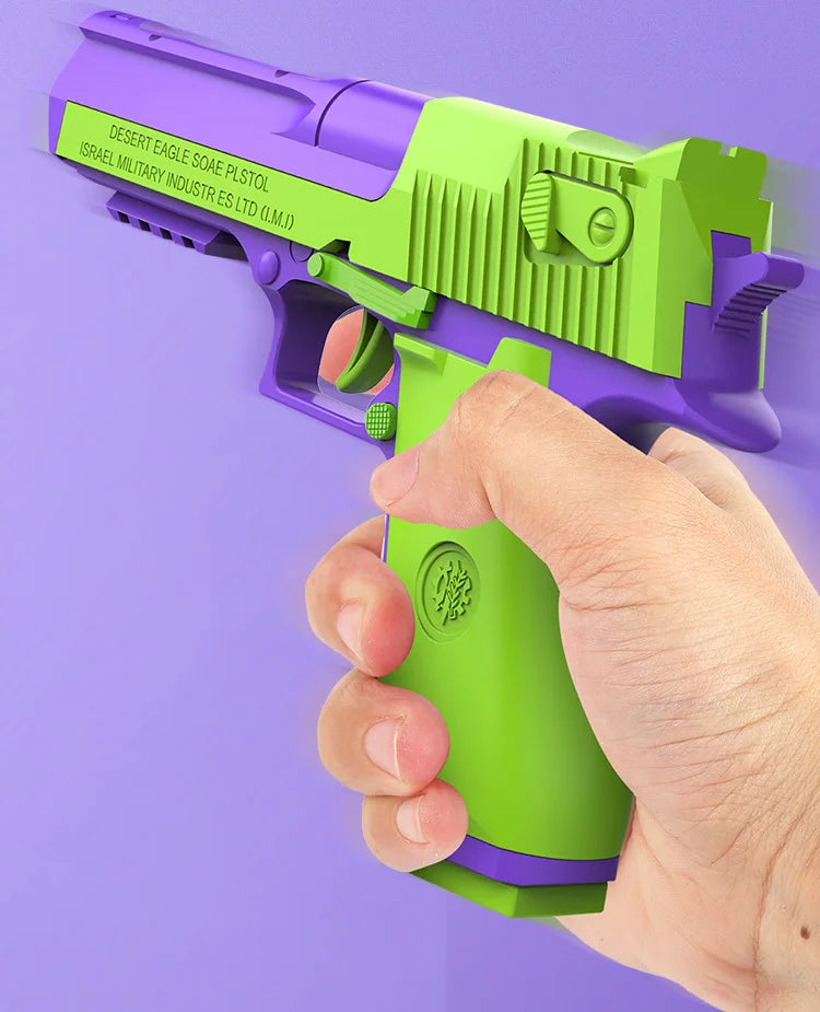 Stress Relief Simulation Model Gun Continuous Throwing Hanging Revolver Launcher Toy Gun Outdoor Play Entertainment Kids Gift