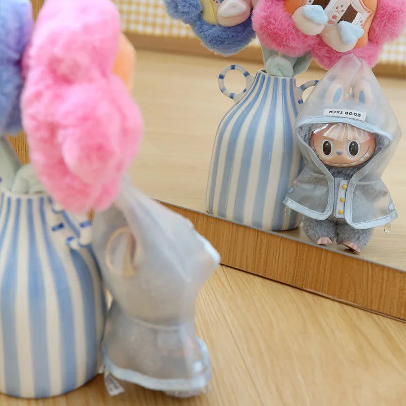 [Clothes Only] Labubu Clothes Changing Transparent Raincoat V1 V2 Changing Clothes Party Labubu Cloth Doll Clothes