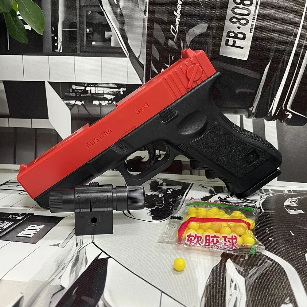 Soft Bullet Airsoft Pistol Manual G17 Toy Gun Lower Magazine With Laser Outdoor Sports CS Game Weapon for Children Adults Gift