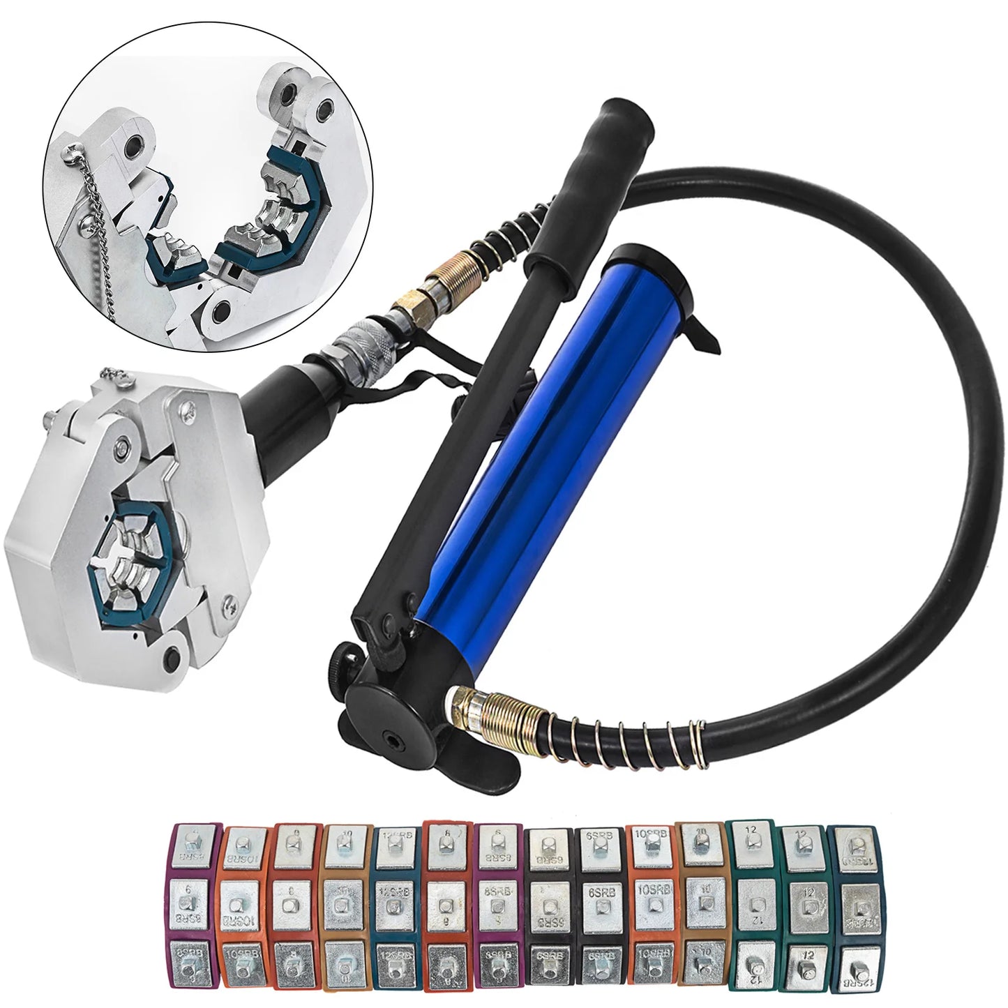 SucceBuy Hydraulic Hose Crimper 71500 Separable Hydra-Krimp with Aluminum Pump Handheld Air Condtioning Repair Crimping Tool Set