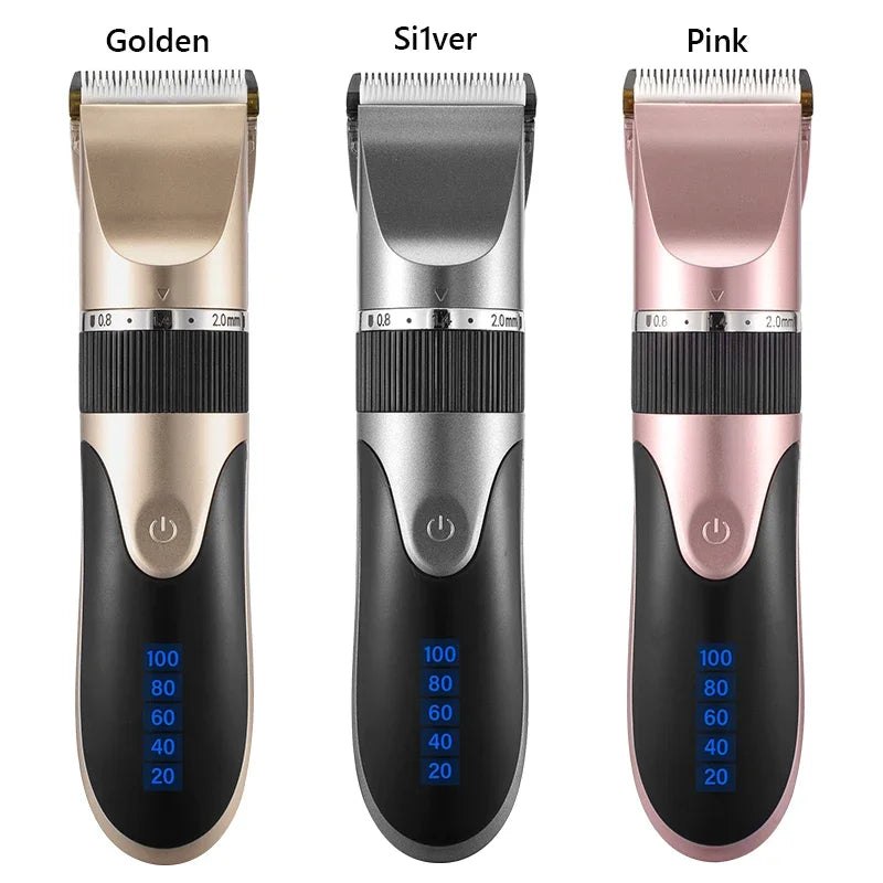 Professional Hair Clipper Men's Barber Beard Trimmer Rechargeable Hair Cutting Machine Ceramic Blade Low Noise Adult Kid Haircut