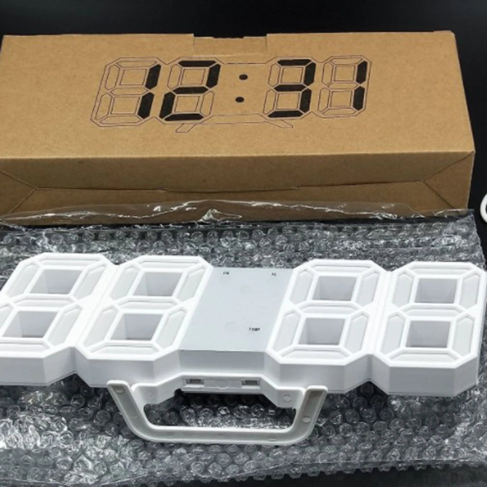 3D LED Digital Clock Luminous Fashion Wall Clock Multifunctional Creative USB Plug in Electronic Clock Home Decoration