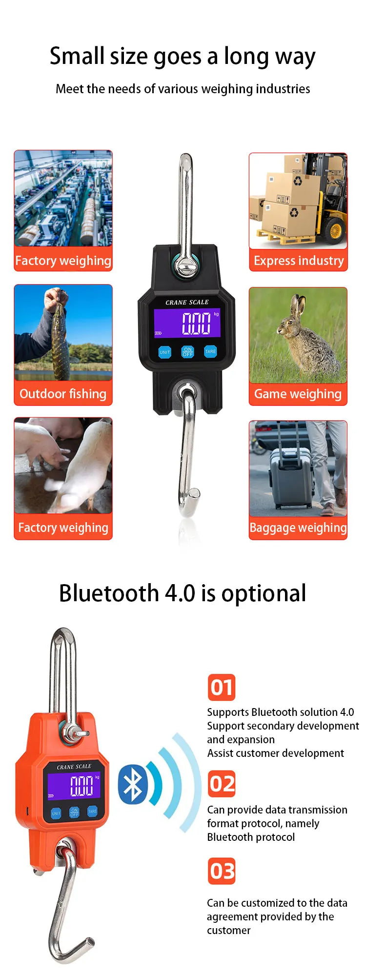 WeiHeng C06 Portable Electronic Hook Scale Charging Bluetooth Mini Lifting Scale For Household Use