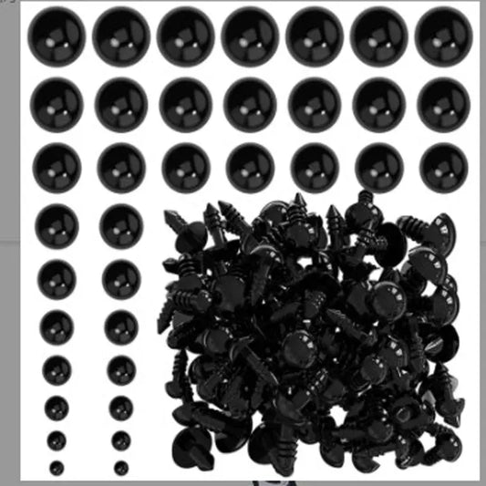 Toys Accessories Plastic Eyes Art Eyes Black Bean Eyes All Black Screw Eyes Plush Doll DIY 100 Eyes