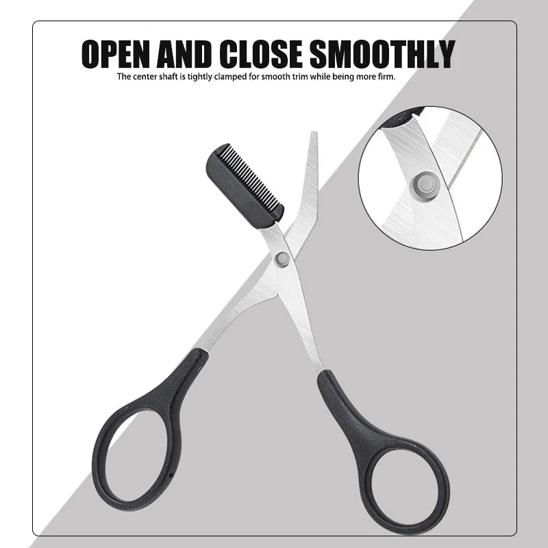 1Pcs Safe Eyebrow Trimmer Stainless Steel Eyebrow Scissors with Comb Hair Removal Shaver Eyebrows Shaping Makeup Tool