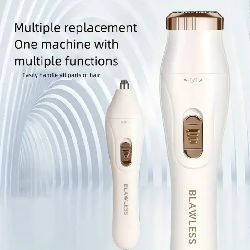 1pc Blissful 3-in-1 Electric Hair Removal Kit for Women - USB Rechargeable Facial Trimmer, Nose Hair Clipper, Full Body Epilator