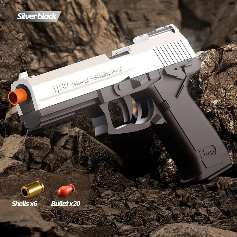 Soft Bullet Toy Gun USP Throwing Shell Airsoft Blaster Outdoor Sports CS Game Weapon Pistol Shooter Weapon for Children Gift