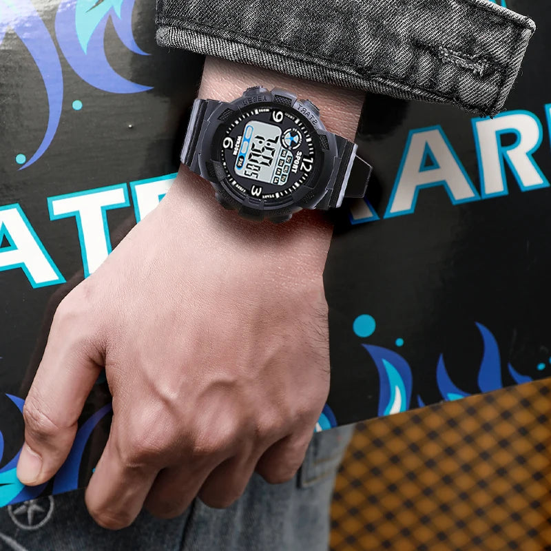 YIKAZE Men's Digital Electronic Watch Sports Glow 55mm Large Dial Student Outdoor Adventure Trend Multifunctional Watches Clock