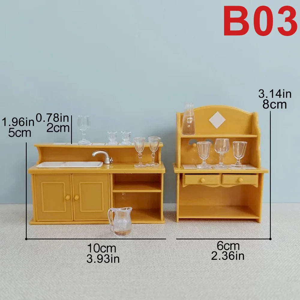 1:12Dollhouse Miniature Furniture Toys Set DIY Forest Family Kids Girls Pretend Play Furniture Toys Gift for Christmas Birthday