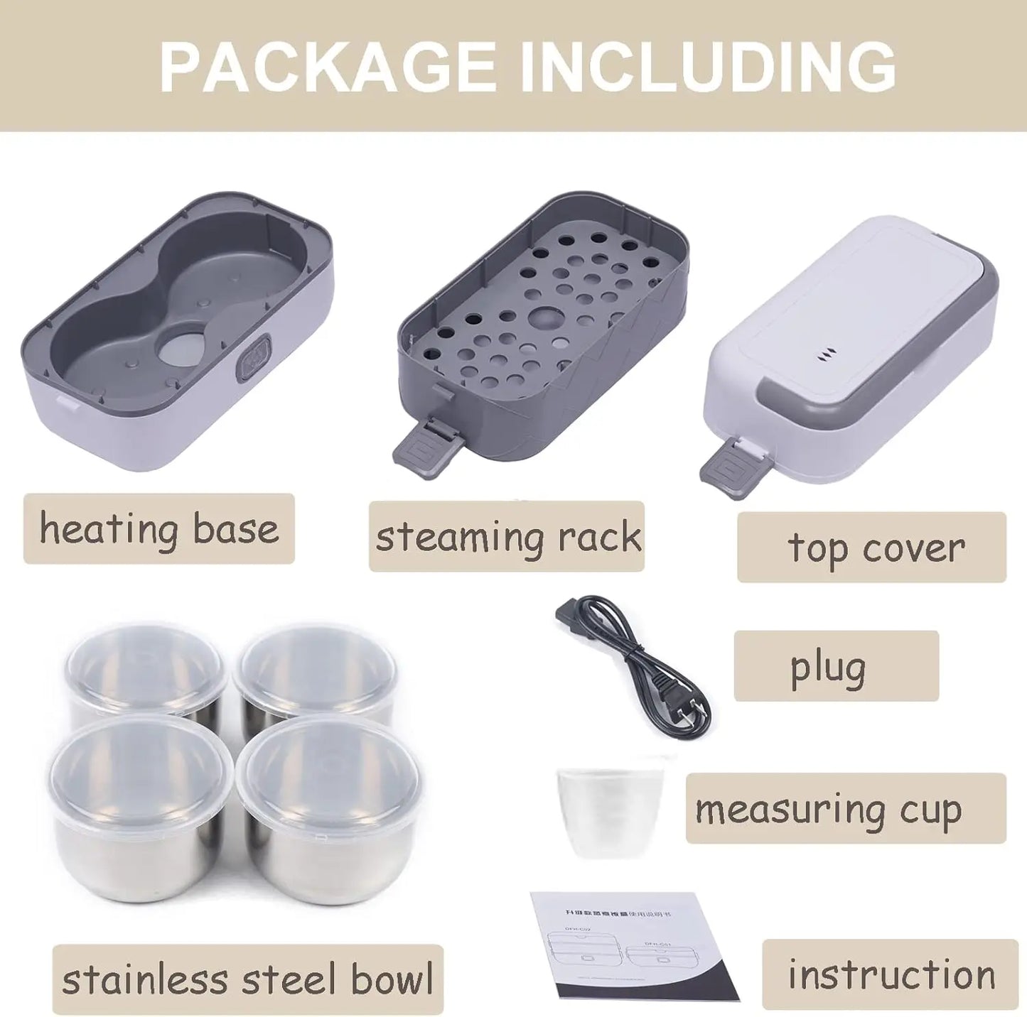 2 Layer 2L Electric Lunch Box Portable Self Cooking Heating Bento Lunch Box Multifunctional Mini Food Storage Warmer Container