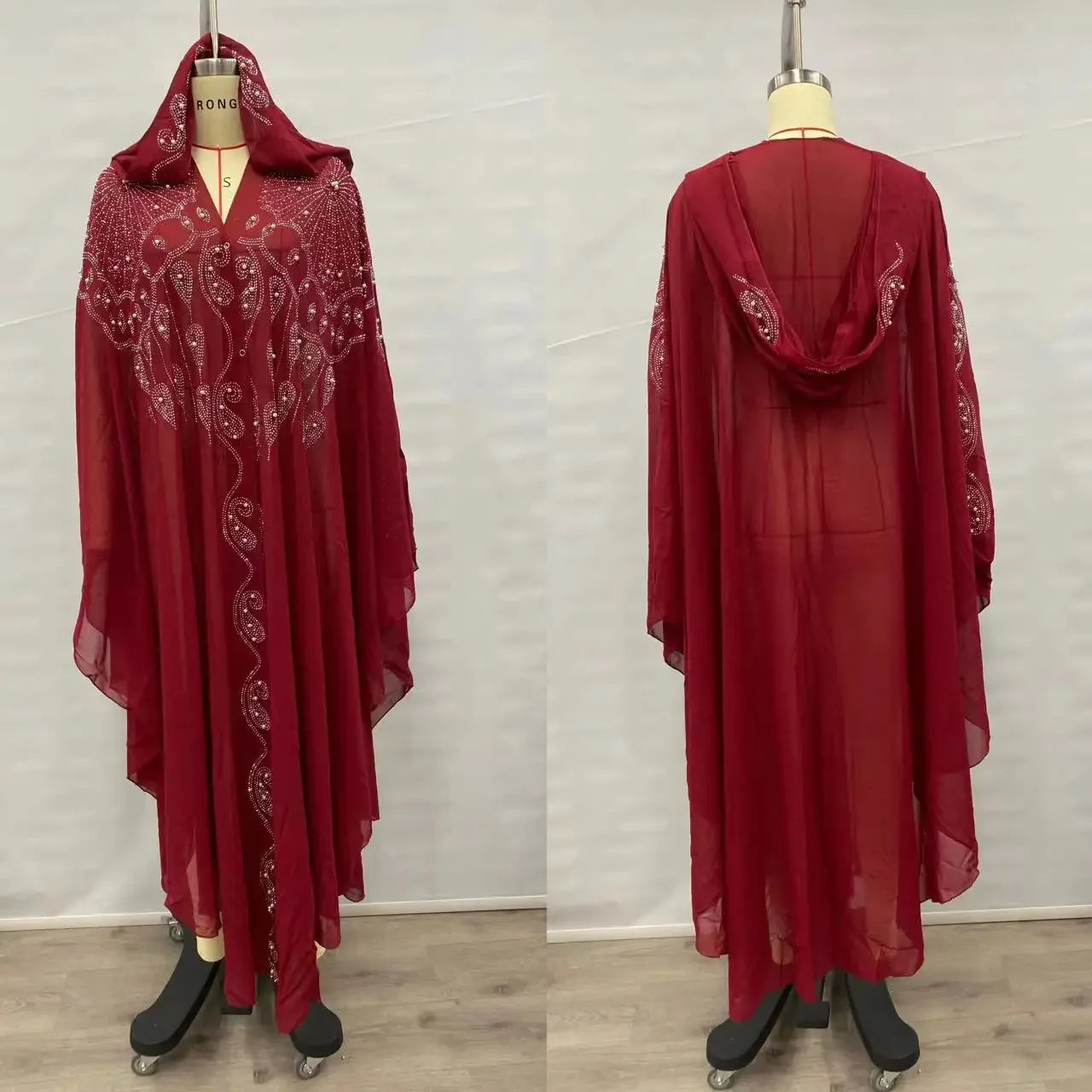 Thin Hooded Cloak Women Clothing Cape Dress Fashion Clothes Vintage Streetwear Ponchos Coats Jackets Bling Diamond Party