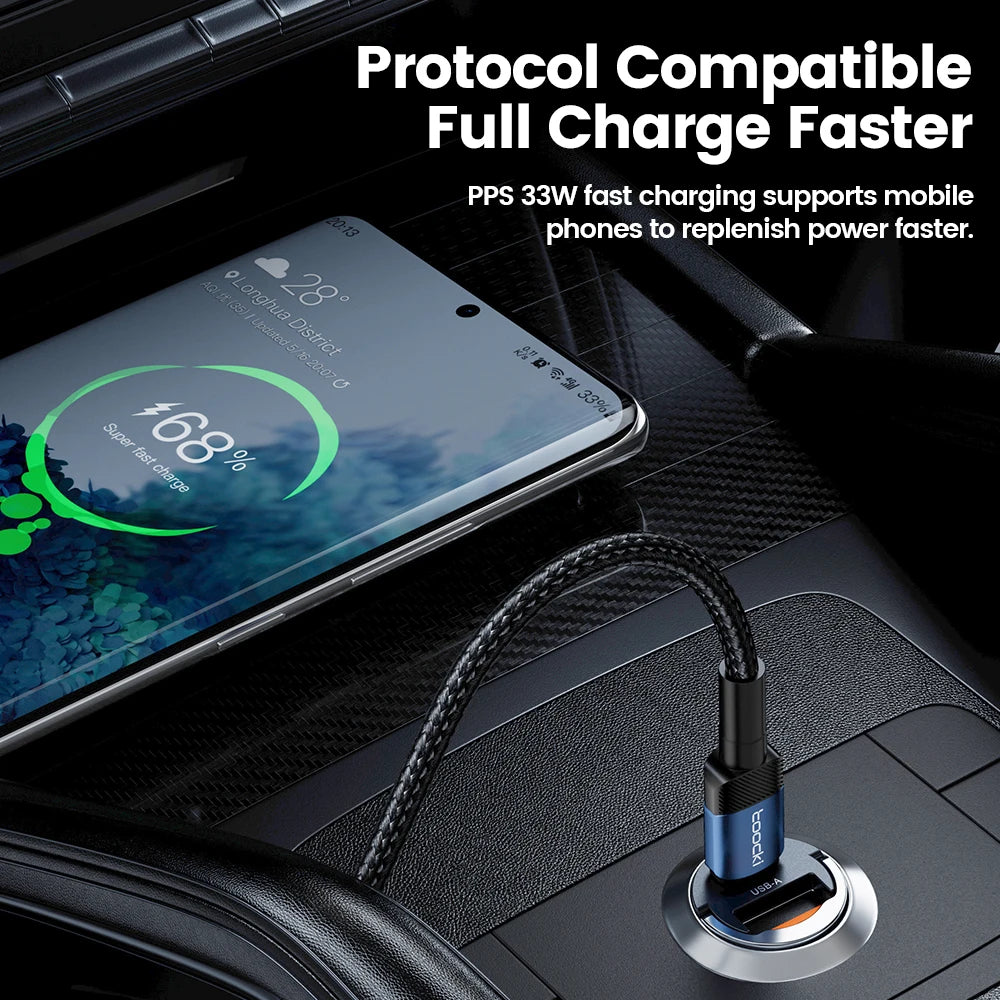 Toocki 45W Car Charger Fast Charging PPS 33W USB Type C Fast Charging For iPhone 15 14 13 12 Pro Huawei Samsung S23 Xiaomi 13 12