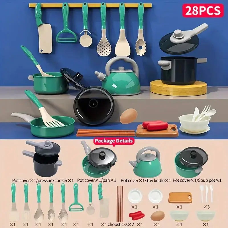 Kitchen Toys Set for Children，28pcs Simulated Kitchen Toy Pretend Play Kitchen Accessories Cooking Toys for Kids Girls Gifts