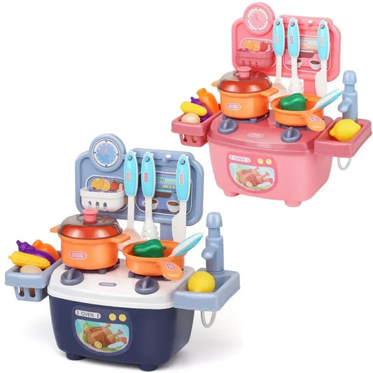 Kitchen Toys Imitated Chef Light Music Pretend Cooking Food Play Dinnerware Set Safe Cute Children Girl Toy Gift Fun Game Gifts - Belvar