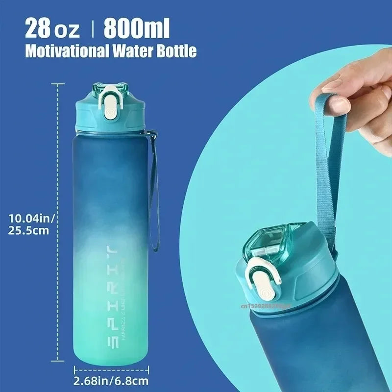 1PCS 800ML Large Capacity Sports Water Bottle Motivational Leak Proof Portable Reusable Plastic Cups Outdoor Travel Gym Jugs