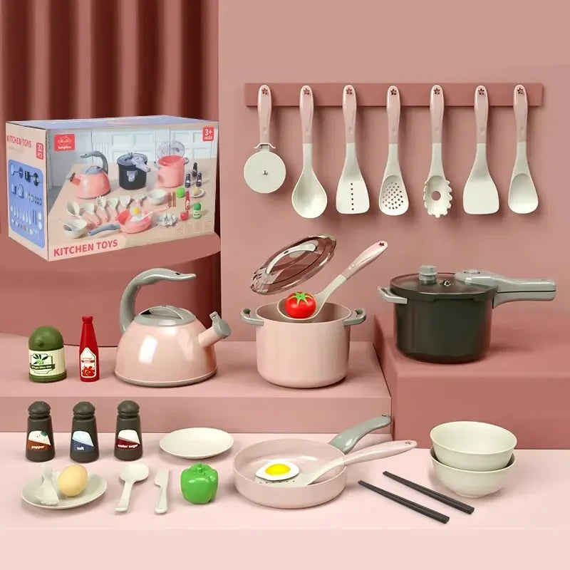 Kids Play Kitchen Set Pretend Play Cooking Toys Set Kitchen Toy Playset For Toddlers Pots And Pans  Role Playing Toys Gift