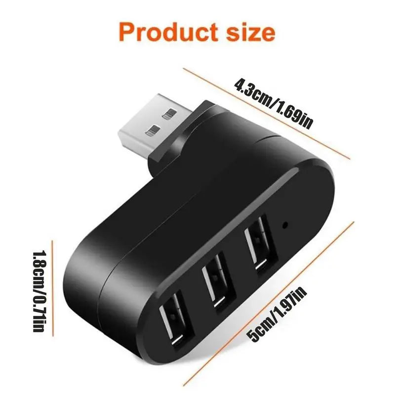 USB 2.0 Hub USB Hub 2.0 Multi USB Splitter Hub Rotatable 3 Port Multiple Expander Splitter Mini USB 2.0 Hub Computer Accessories