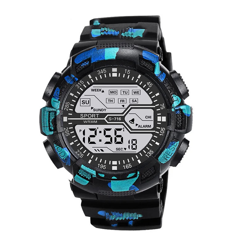 YIKAZE Men's Digital Electronic Watch Sports Glow 55mm Large Dial Student Outdoor Adventure Trend Multifunctional Watches Clock