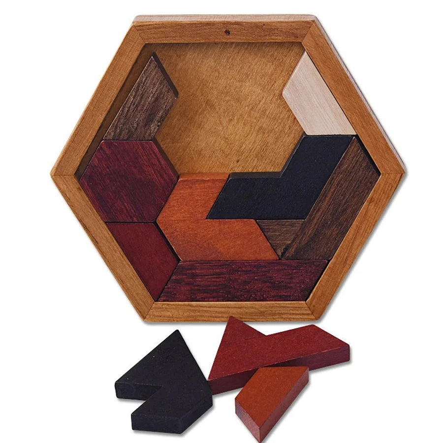 Wooden Tangram Jigsaw DIY Puzzle Kids Learning Educational Toys for Children Thinking Training Wood Toy Puzzles Montessori Games