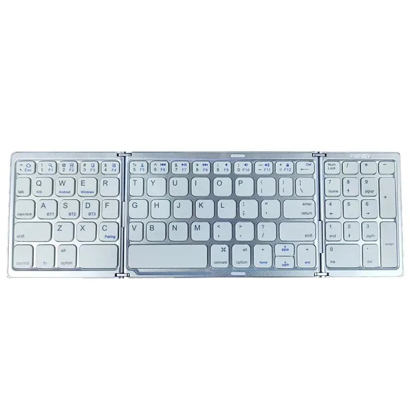 3-Folding Keyboard with Touchpad Dual Bluetooth Keyboard Portable Rechargeable Mini Keyboard for Laptop Windows Android IOS