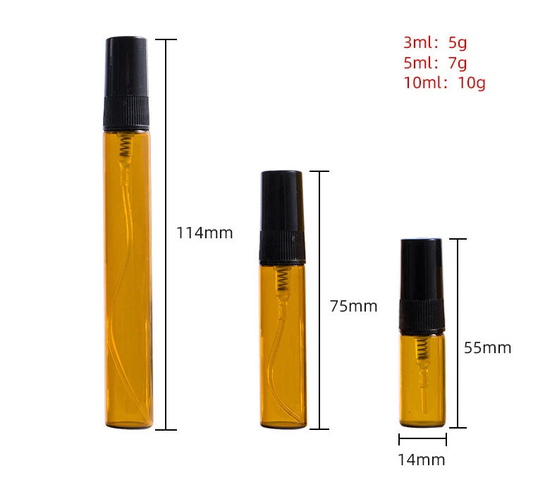 10/20/50PCS 3ml 5ml 10ml Perfume Refillable Spray Bottle Portable Glass Atomizer Container Small Sample With Dispenser Tool