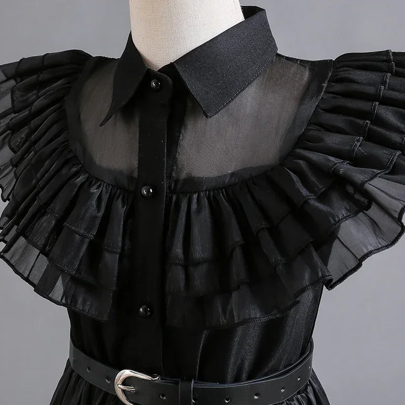 Wednesday Adams Cosplay for Girls Costume 2025 New Vestidos For Kids Carnival Easter Halloween Party Costumes for 3-12 Years