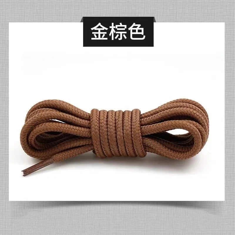 2pcs/ Pair Round Solid Polyester Black Brown Shoelaces For Marten Boot Women Men Outdoor Hiking Boots Sports Shoes Lace Strings