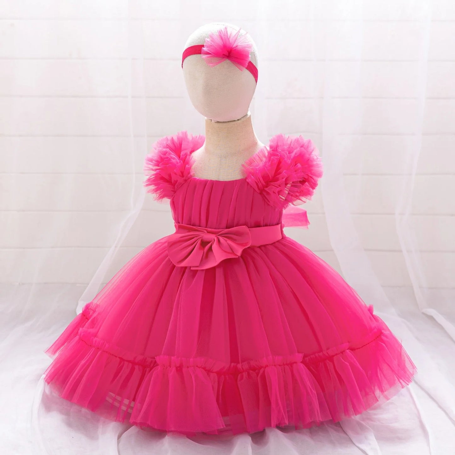 Toddler Party Baby Girls Dresses Baptism Bridesmaids Costume Infants 1st Birthday Bow Princess Dress Baby Wedding Christmas Gown