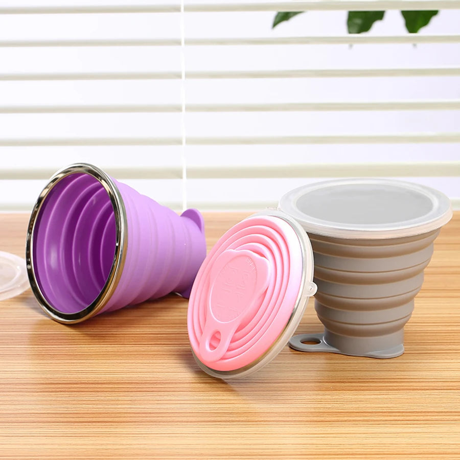 270ML Silicone Collapsible Cups for Camping Foldable Travel Water Bottle Outdoor Travel Cups for Children Reusable Folding Mug