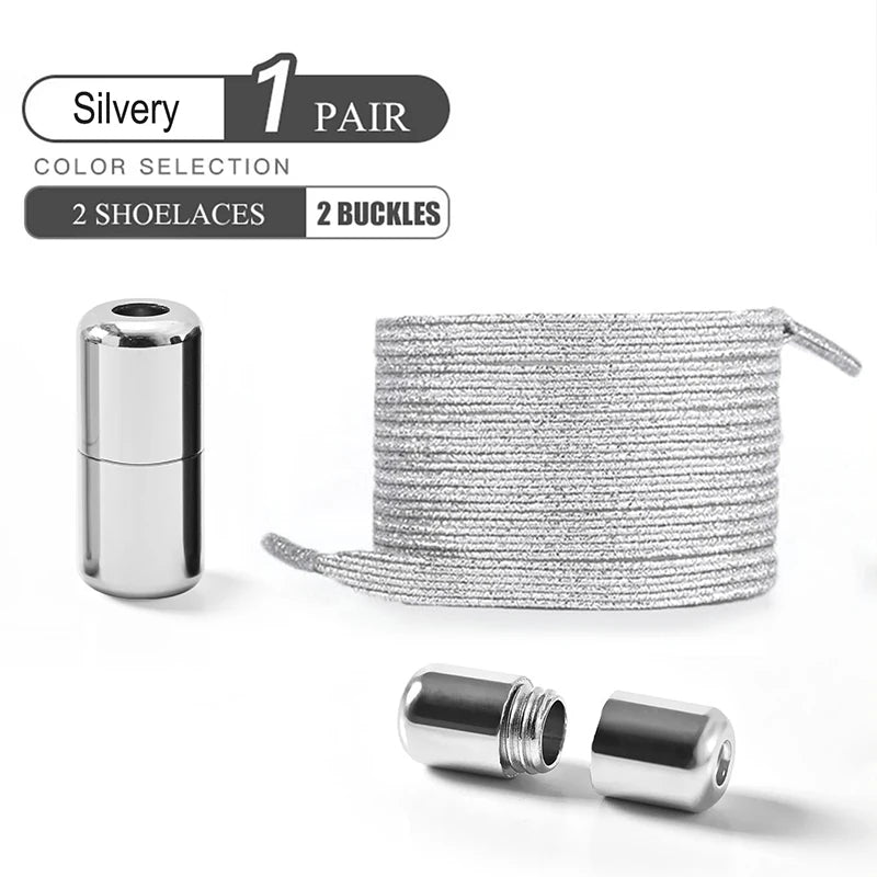 1Pair/2Pairs/4Pairs No Tie Shoe Laces Colorful Buckle Shoelaces Pearl Light Colorful Fashion Without Ties Elastic Laces Sneaker