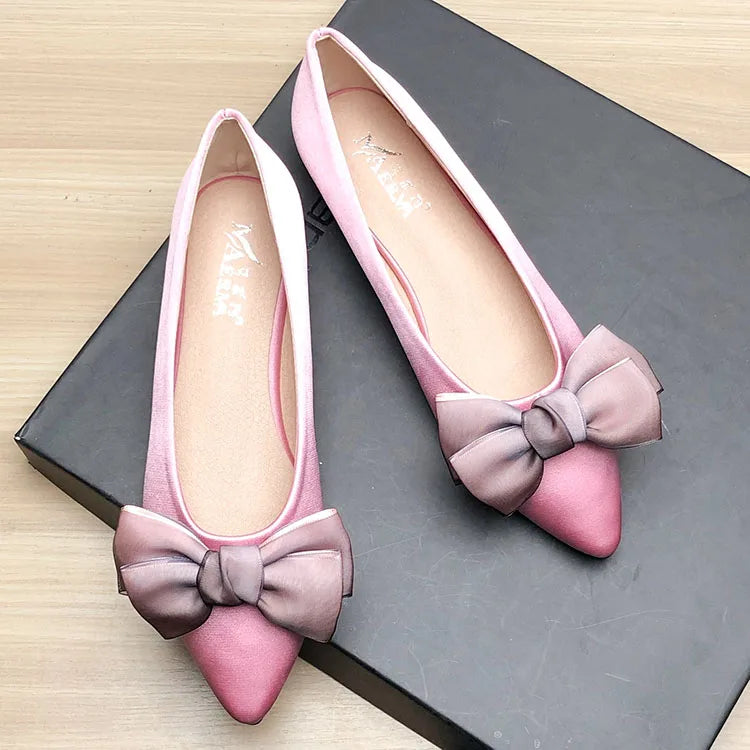Shoes for Women Flat Heels Pointed Flat Shoes Black Flats for Women Dressy Comfort Silk Bow Size 33-43 Nice Quality Basic Shoes