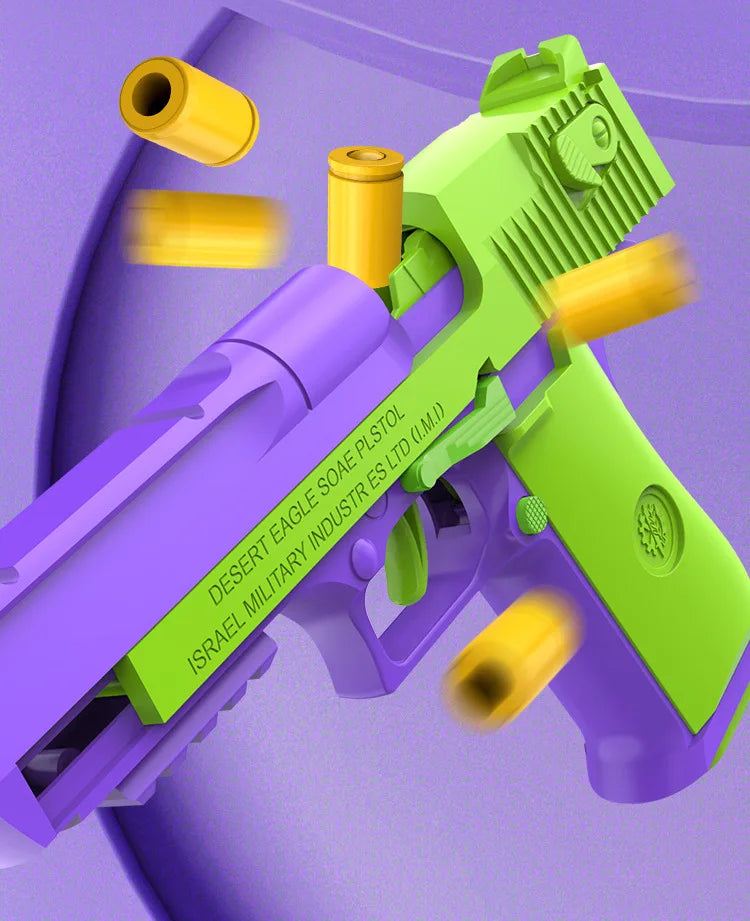 Stress Relief Simulation Model Gun Continuous Throwing Hanging Revolver Launcher Toy Gun Outdoor Play Entertainment Kids Gift