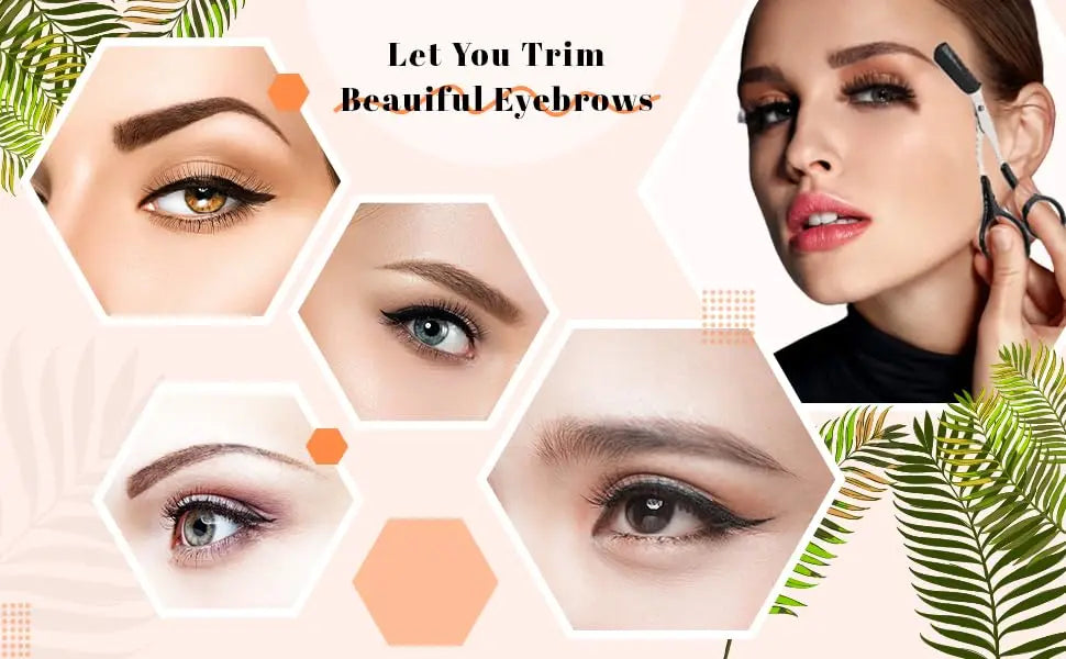 1Pcs Safe Eyebrow Trimmer Stainless Steel Eyebrow Scissors with Comb Hair Removal Shaver Eyebrows Shaping Makeup Tool
