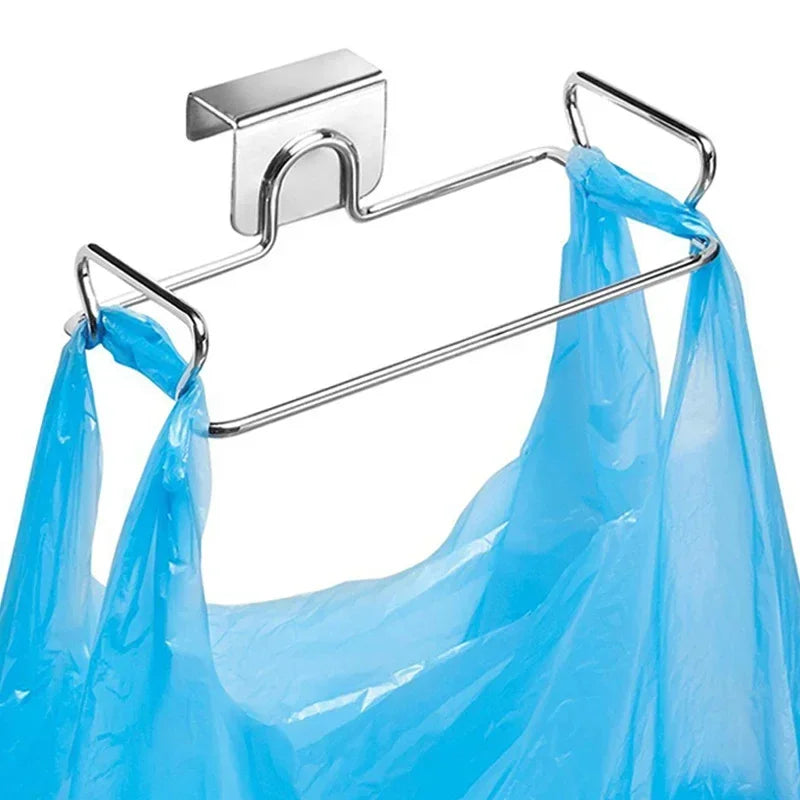 Kitchen Trash Rack Cabinet Door Bags Stainless Steel Closet Garbage Storage Holder