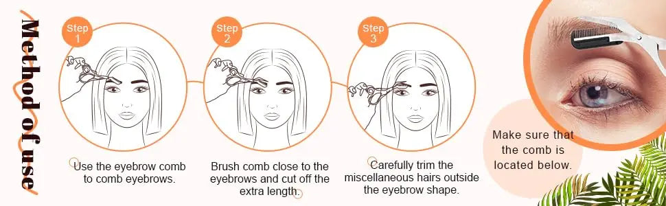 1Pcs Safe Eyebrow Trimmer Stainless Steel Eyebrow Scissors with Comb Hair Removal Shaver Eyebrows Shaping Makeup Tool