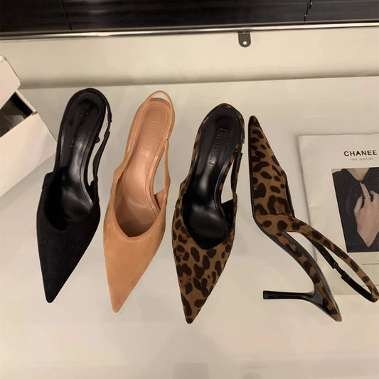 Women High Heels 2025 Summer New Fashion Pointed Toed Pumps Female Stiletto Slingback Shallow Weddings Bridal Shoes Zapatos - Belvar