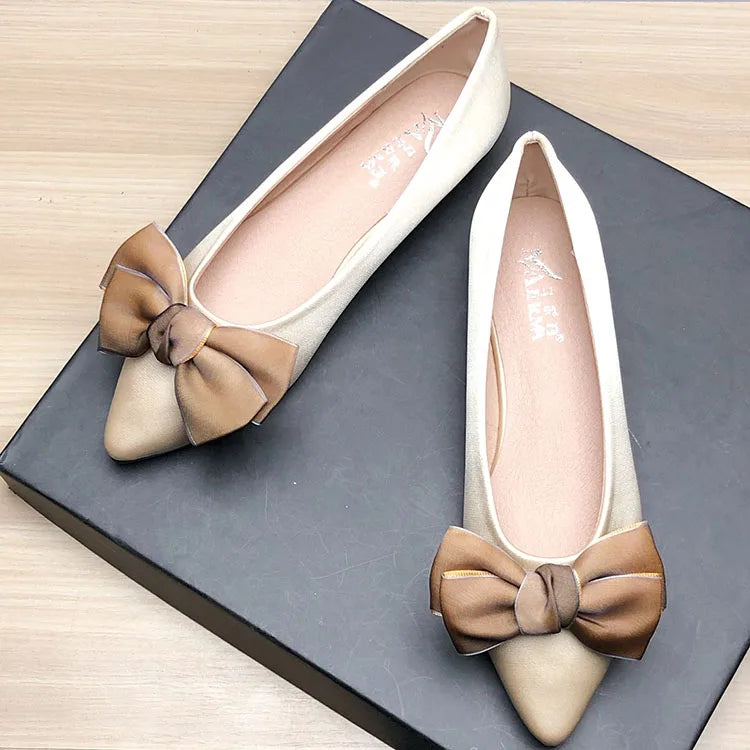 Shoes for Women Flat Heels Pointed Flat Shoes Black Flats for Women Dressy Comfort Silk Bow Size 33-43 Nice Quality Basic Shoes